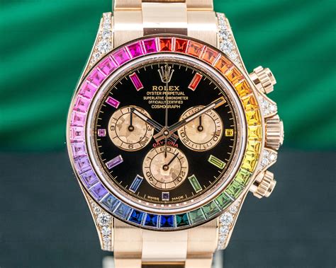 rolex daytona rose gold rainbow diamonds|rolex daytona rose gold price.